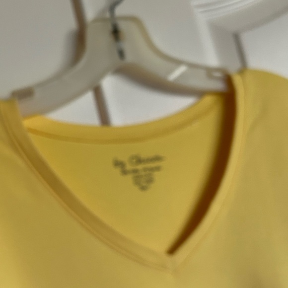 Chico’s Lakota golden yellow cotton spandex blend V-neck elbow sleeve T-shirt XL - Picture 4 of 7